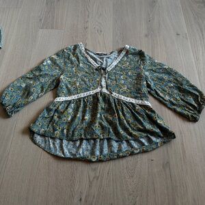 Y2K Vintage Babydoll Cut Cottagecore Floral Top Light Countryside Vanilla Star